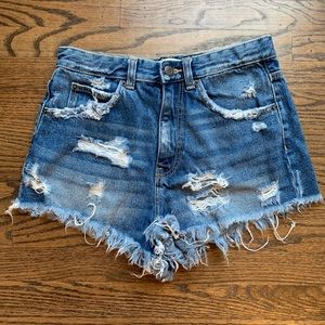 ZARA blue denim high wasted shorts
